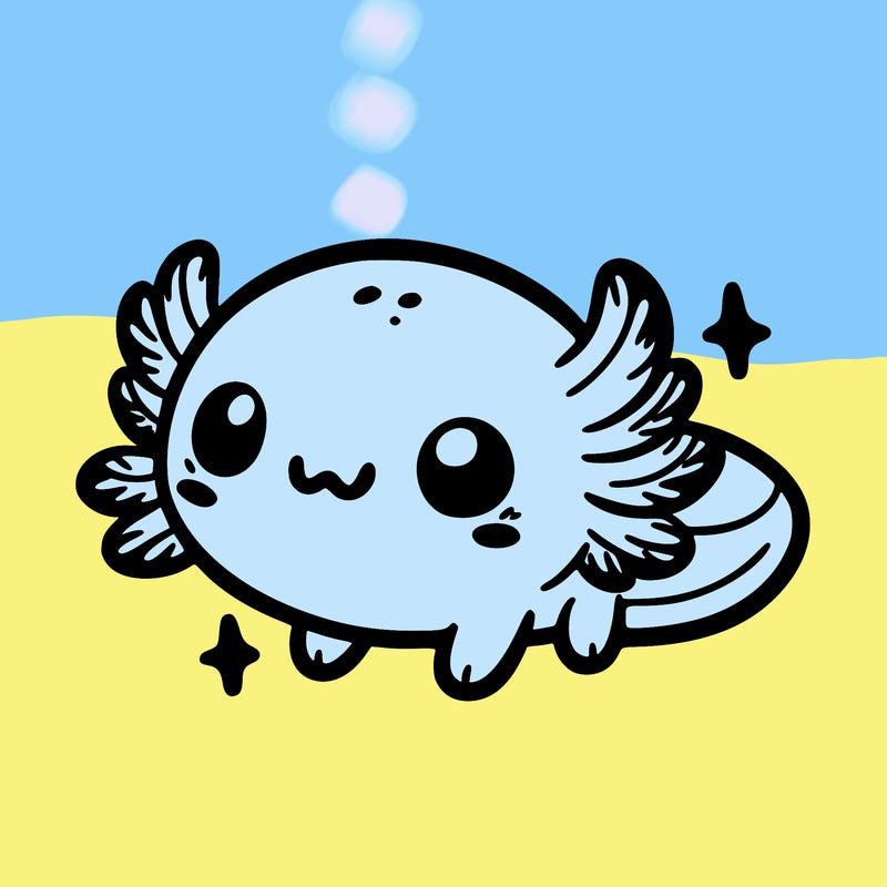 cute easy baby axolotl