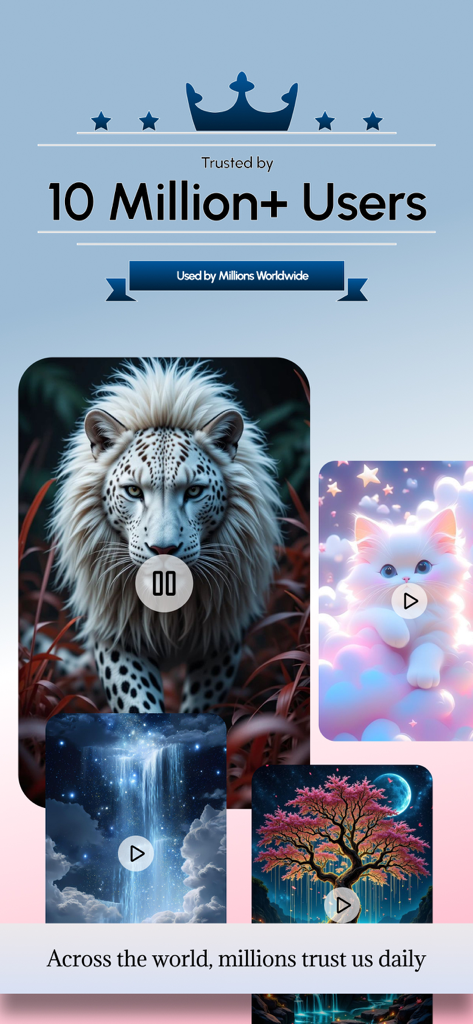 ClipGrab - ClipGrab-App-Werbung, die zeigt, dass sie von über 10 Millionen Nutzern vertraut wird, mit mehreren kreativen Videovorschauen