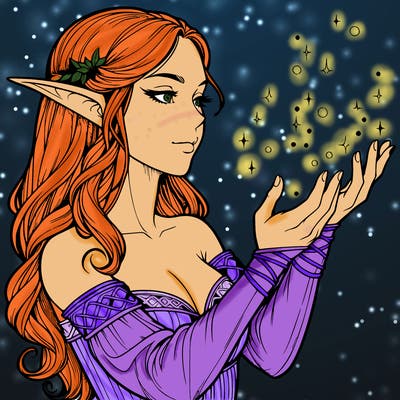 realistic elf girl doing magic