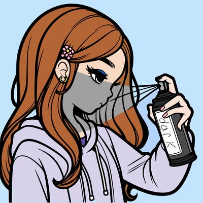 a realistic girl spray painting