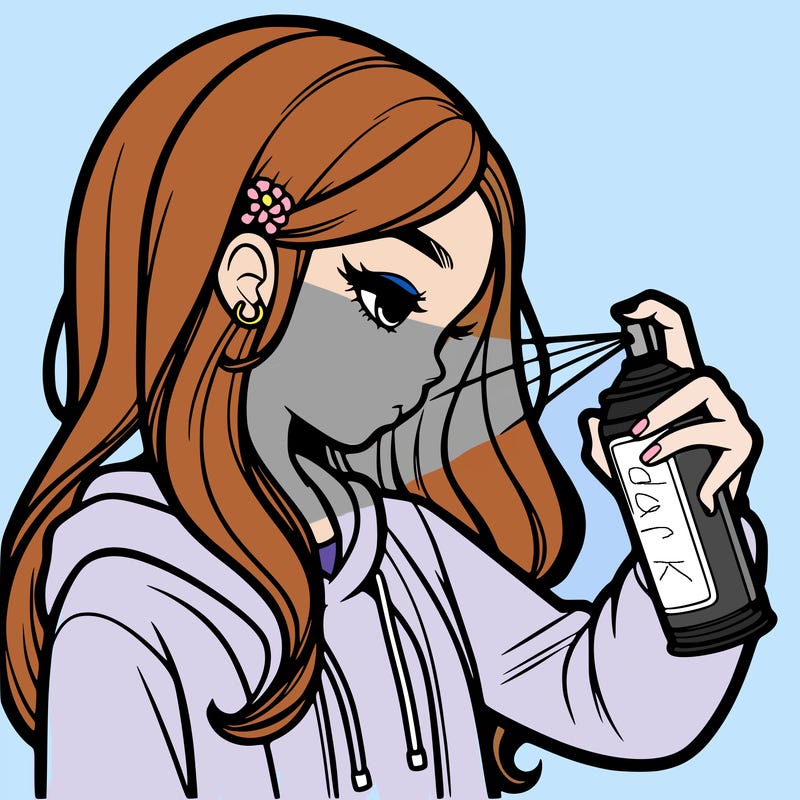 a realistic girl spray painting