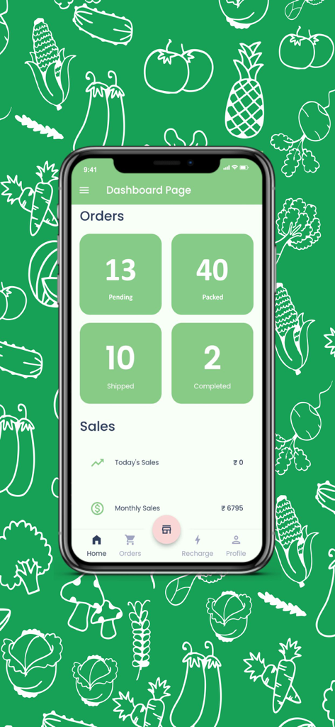 FoodBoss Seller - Dashboard of the FoodBoss Seller app showing order tracking and sales overview.