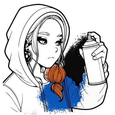 a realistic girl, spray painting