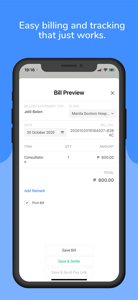 SeriousMD Doctors mobile app screen showing a patient bill preview for a consultation