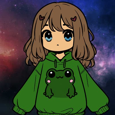 girl wearing frogging sweatshirt