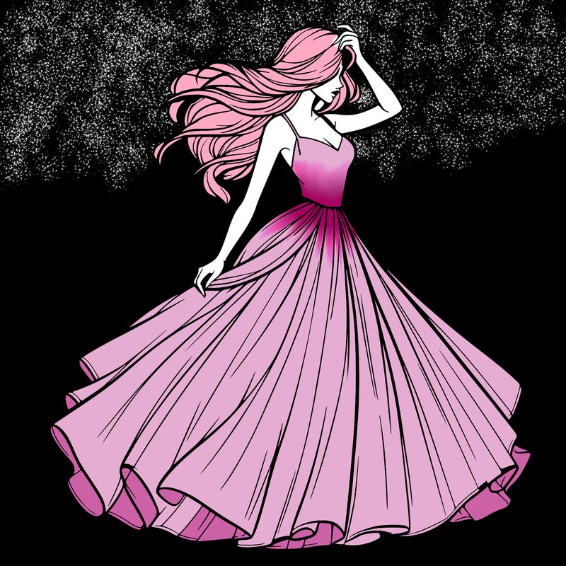 realistic woman with dress flowing in the wind