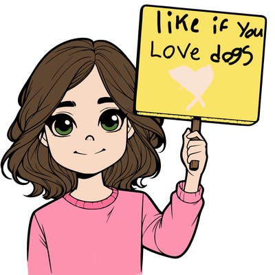 realistic girl holding up a sign