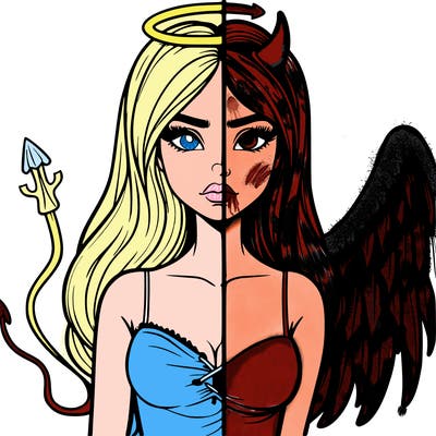 devil vs angel realistic girl