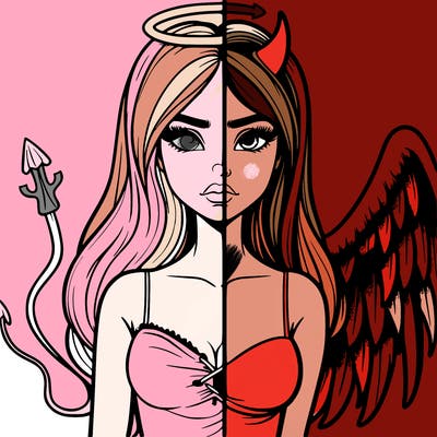 devil vs angel realistic girl