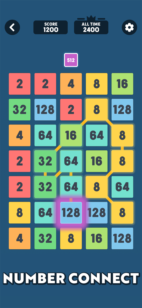 Offline Games - No Wifi Games - Gameplay del gioco di puzzle Collega Numeri che mostra una griglia di colorate tessere numerate da collegare