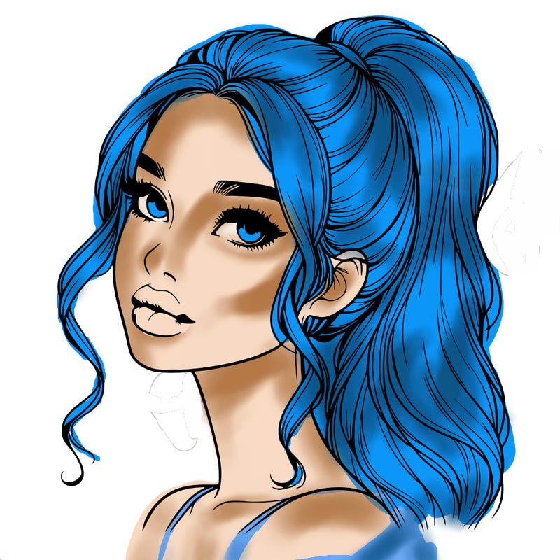 realistic girl with a ponytail on her hair and lips