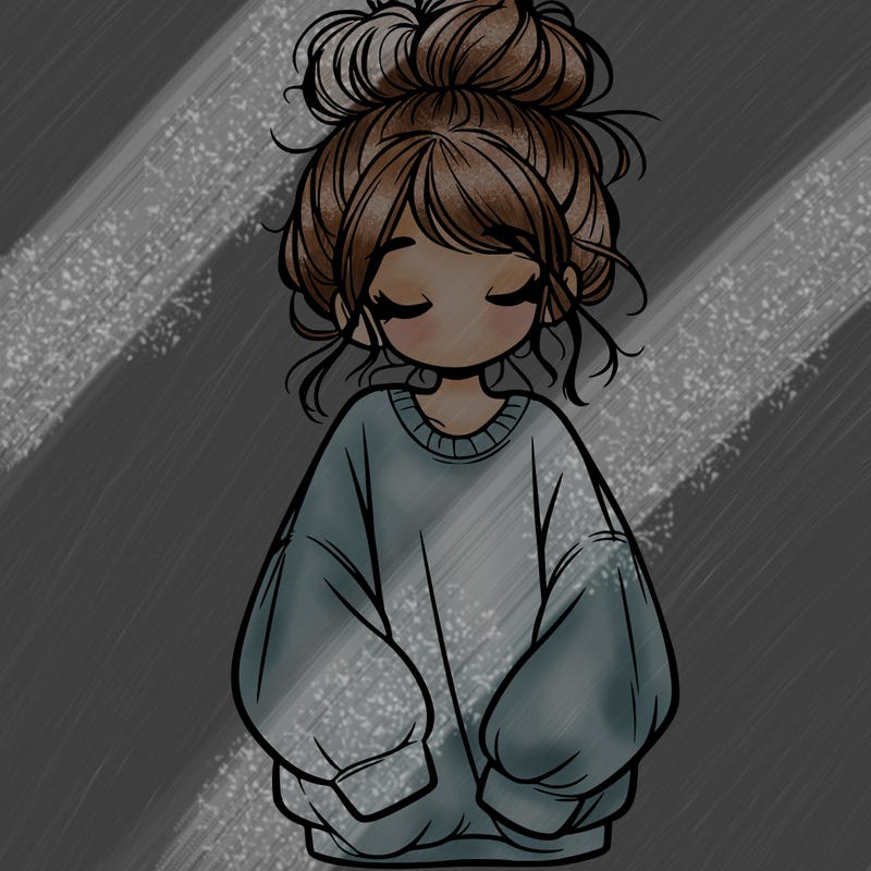 girl with baggy sweatshirt and messy bun