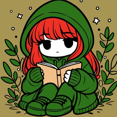 girl in oversized hoodie reading a book