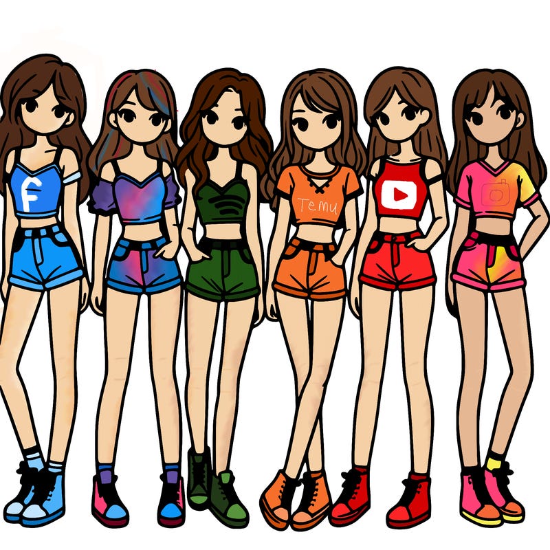 a group of girls wearing crop tops and shorts