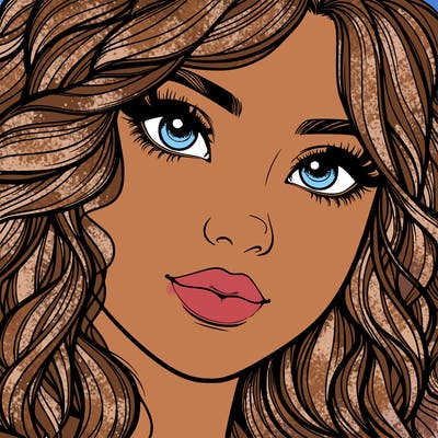 beautiful realistic girl close up to the camera with wavy hair,