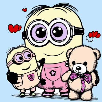 minion bob with teddy