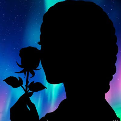 realistic woman with braids holding a single rose