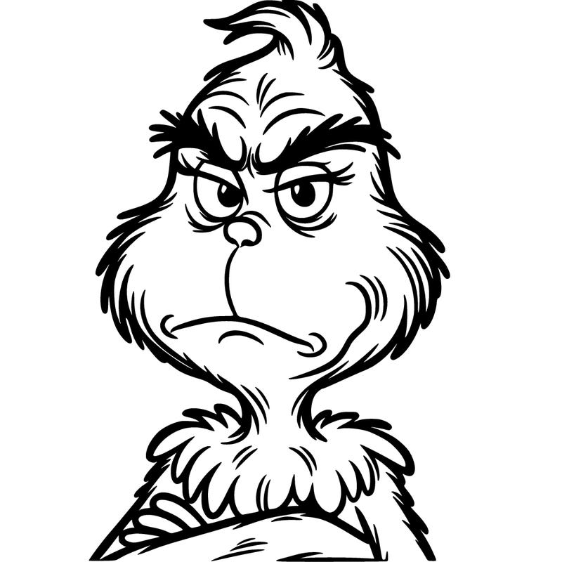 the grinch with a grumpy face who is tall and detailed