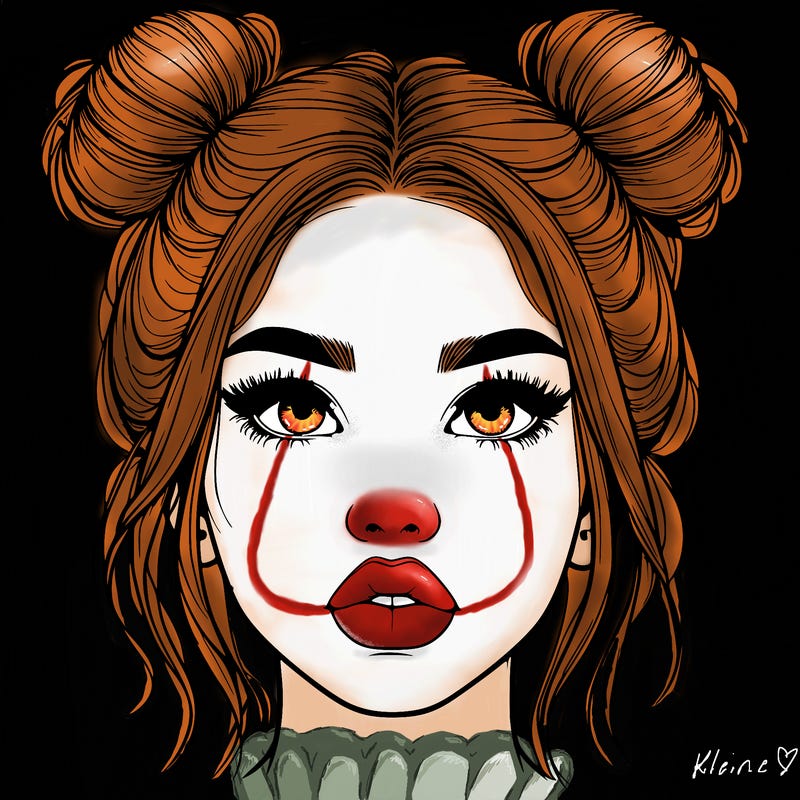 realistic girl with two buns on her hair and lips