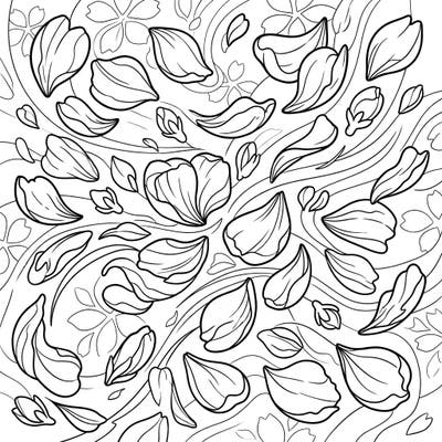 Capture the delicate beauty of spring with this enchanting cherry blossom petals coloring page. Perfect for finding a moment of peaceful creativity, this design features a dance of scattered petals awaiting your personal touch.