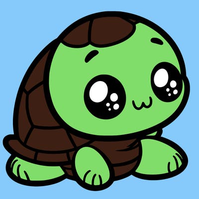 cute little animated turtle