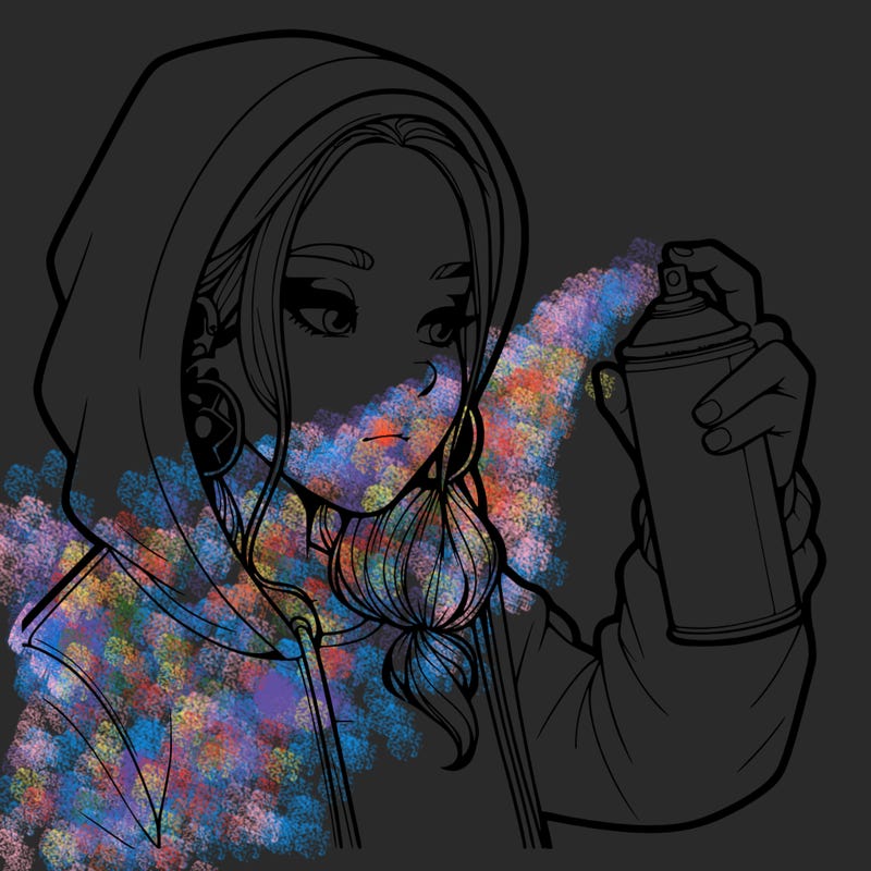 a realistic girl, spray painting