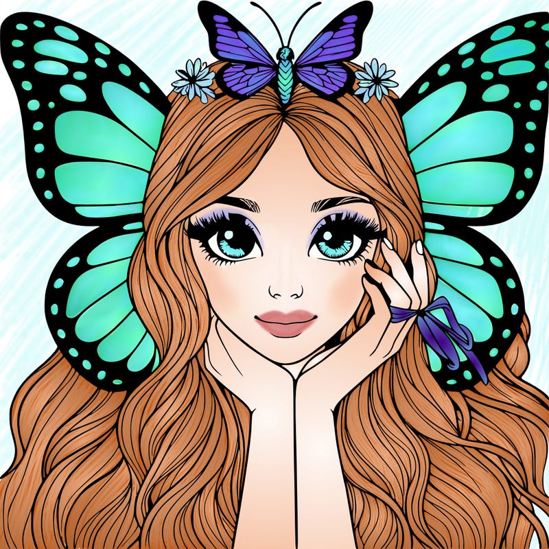butterfly realistic girl
