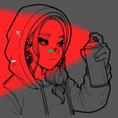 a realistic girl, spray painting