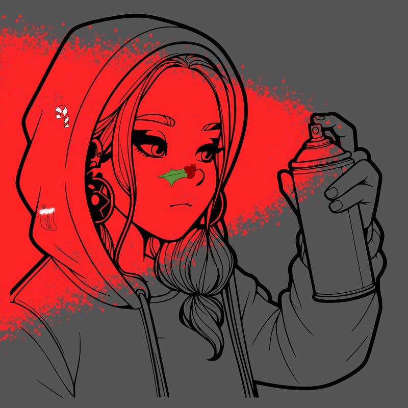 a realistic girl, spray painting