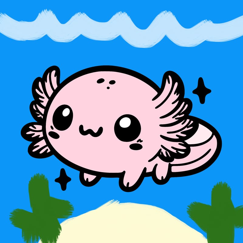 cute easy baby axolotl