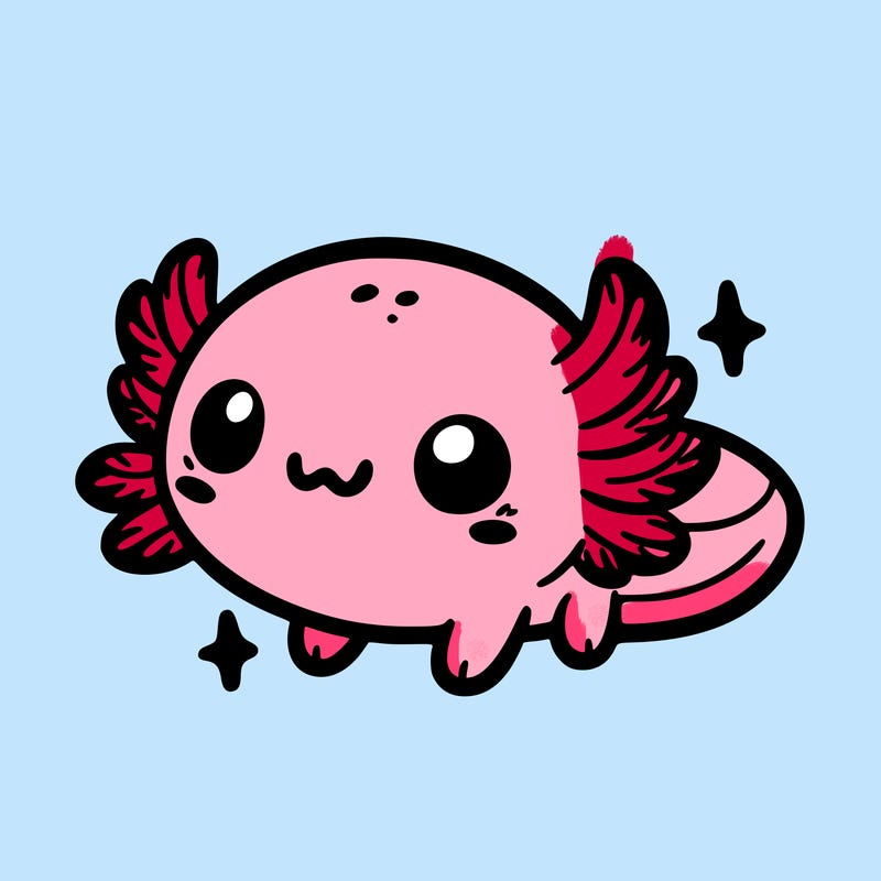 cute easy baby axolotl