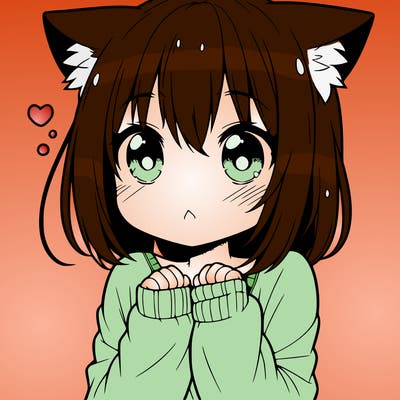 shy anime catgirl