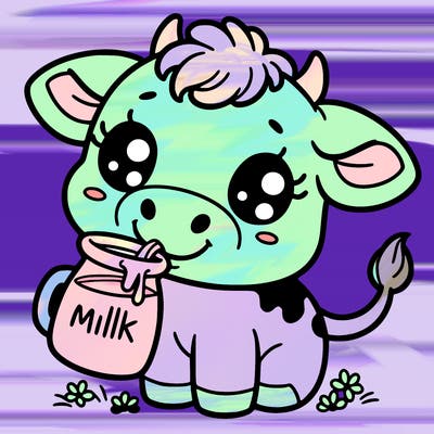 cute cow drinking milk
