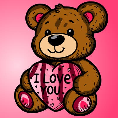 teddy bear holding an i love you heart