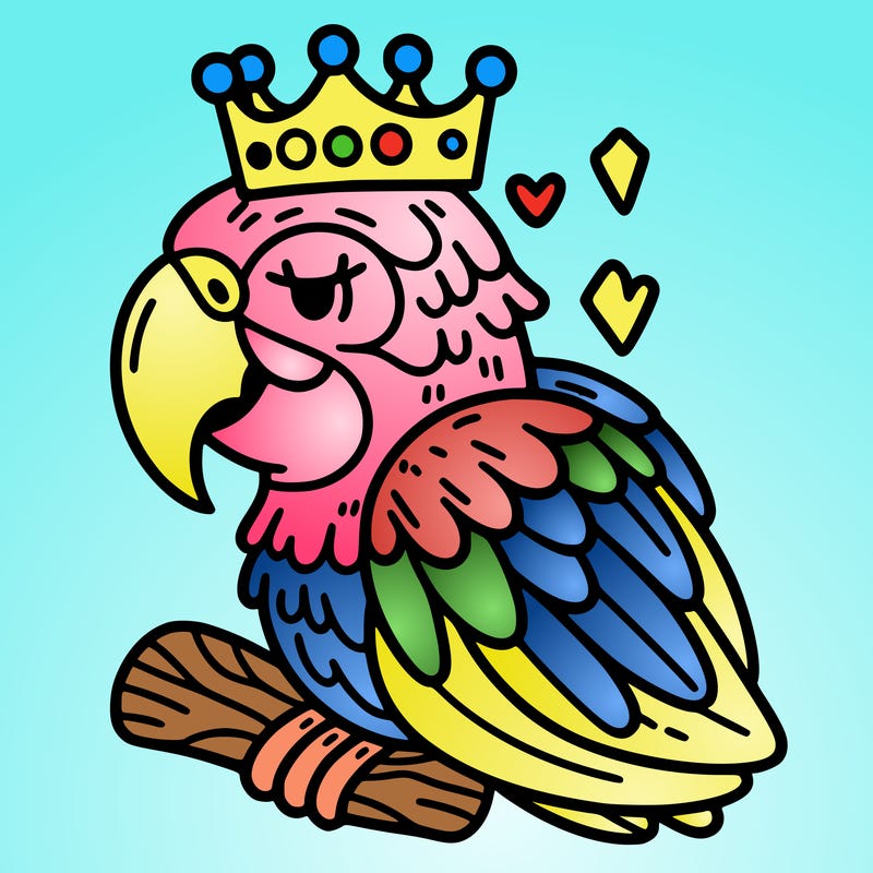 macaw with a crown