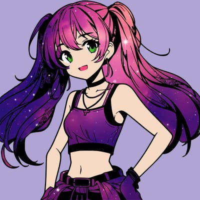 anime girl wearing crop top