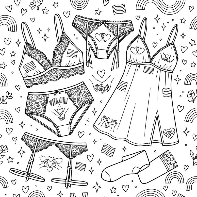 Dive into a world of creativity and celebration with this unique Pride-themed lingerie coloring page, specially designed for teens. Express your individuality and support for love and diversity through intricate designs and vibrant colors.