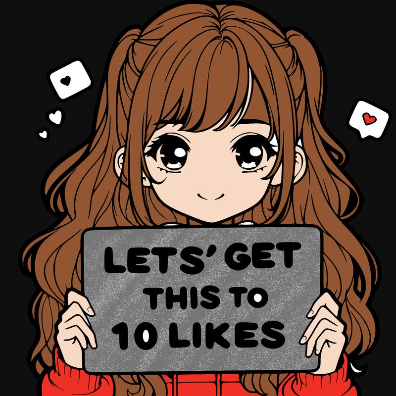 girl holding up sign that says let’s get this to 10 likes realistic