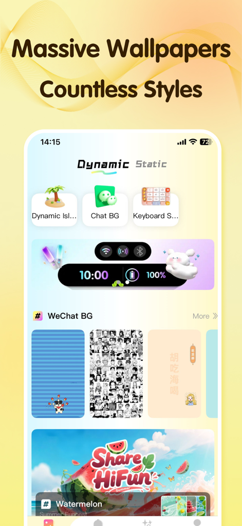 PopWallpaper-Massive & Unique - PopWallpaper app interface showing dynamic and static wallpaper collections with various aesthetic styles.