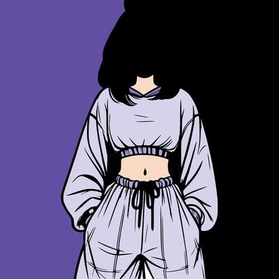 realistic girl faceless with baggy pants and a crop top