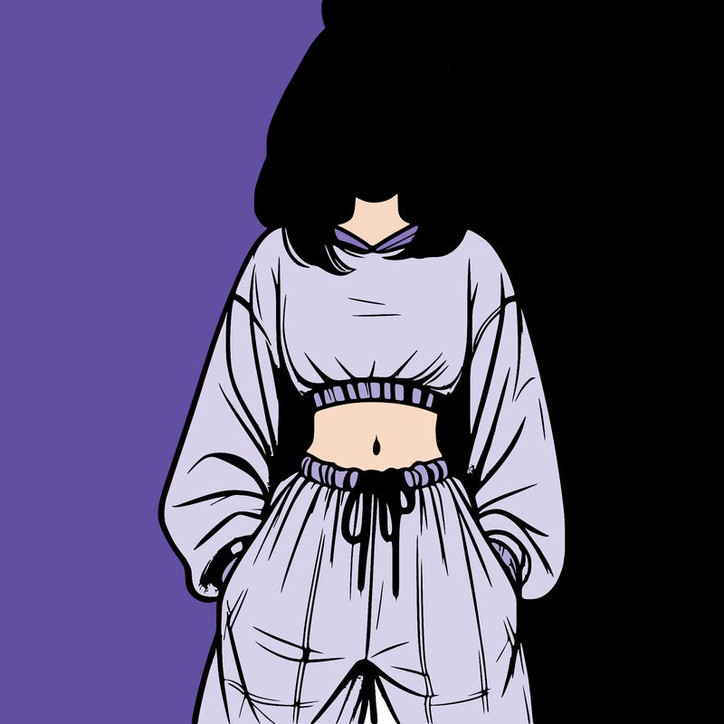 realistic girl faceless with baggy pants and a crop top