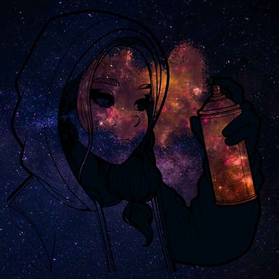 a realistic girl, spray painting