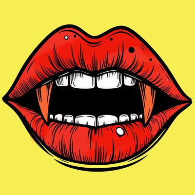 lips with vampire teeth