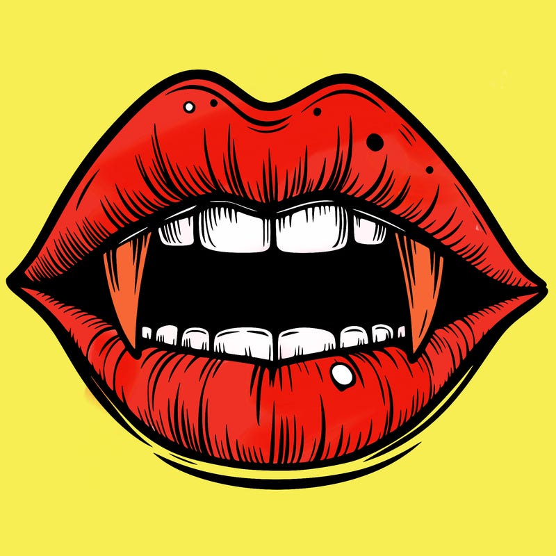lips with vampire teeth