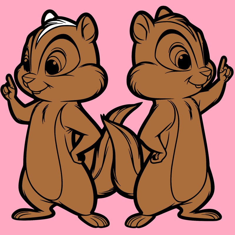 two tamias standing up split realistic