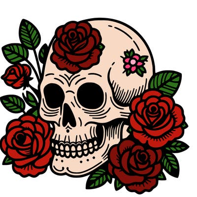 skull with roses