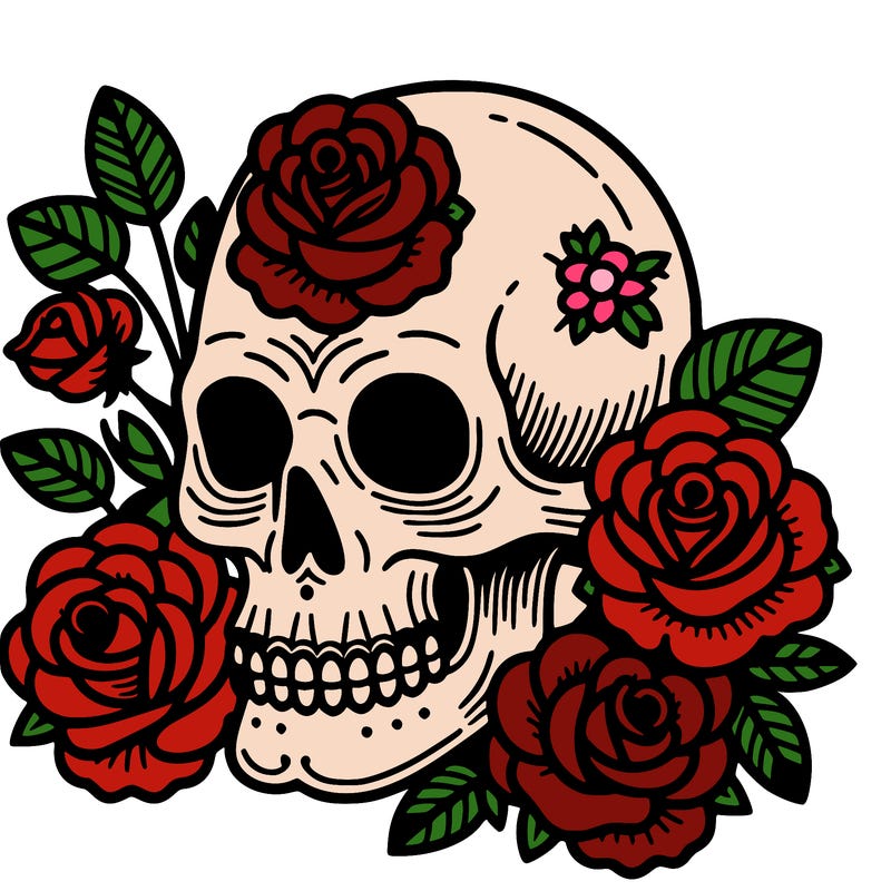 skull with roses