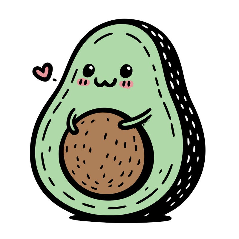 an avocado hugging an avocado