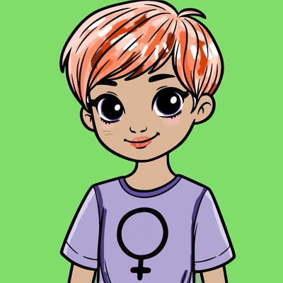 girl with pixie cut and feminist shirt