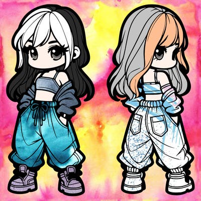 girl in crop top and baggy pants